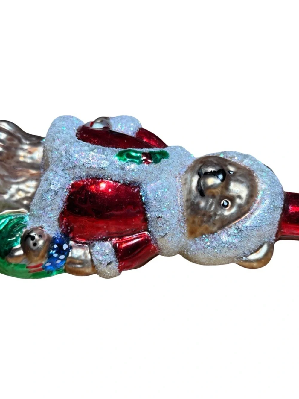 Festive Red Bear Ornament with Sparkle Trim - Unbranded